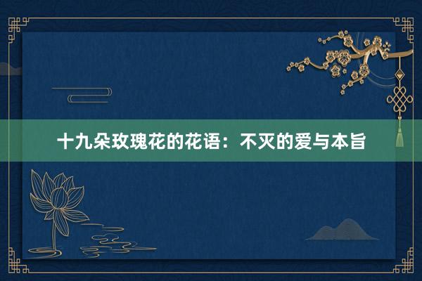 十九朵玫瑰花的花语：不灭的爱与本旨